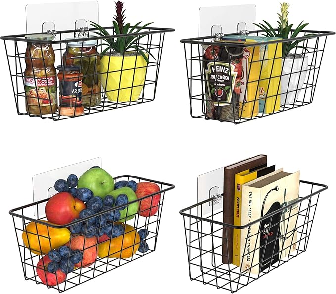 MaraFansie Over the Cabinet Door Organizer Wall Wire Baskets Hanging Kitchen - Image 8