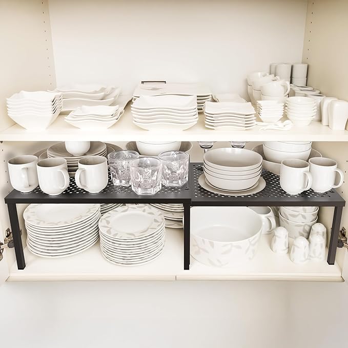 Simple Houseware Expandable Stackable Cabinet and Counter Shelf Organizer - Image 2