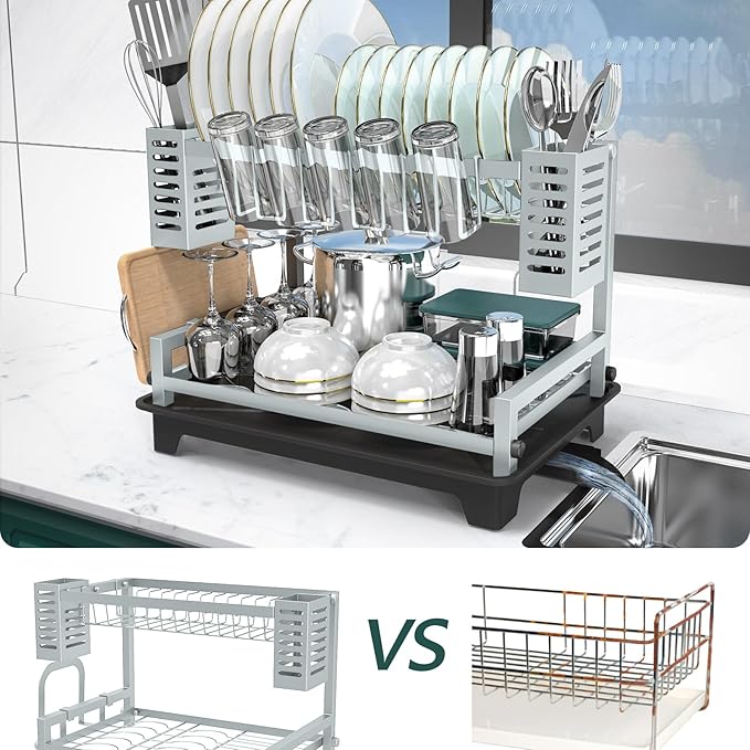 B-Land Dish Drying Rack, 2 Tier Dish Racks - Image 6