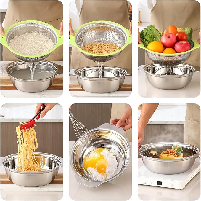 Colander Stainless Steel Microporous, 5QT Large Capacity Rice Washer - Image 8