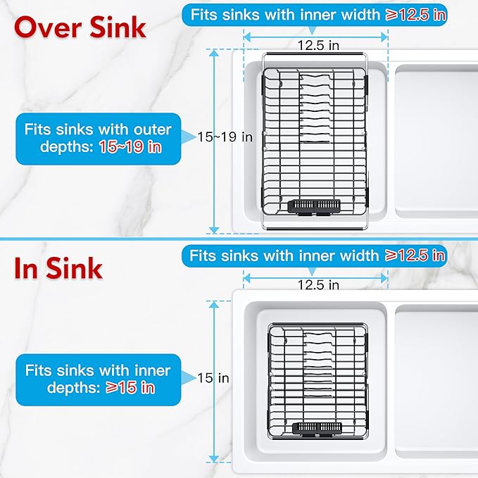 Expandable Stainless Steel Dish Drying Rack Over The Sink - Image 3