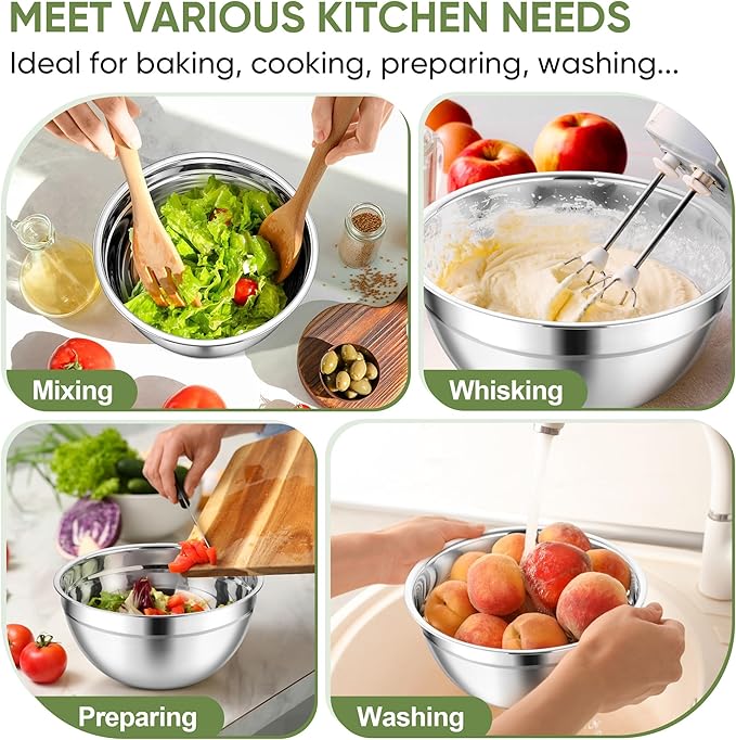 TeamFar Mixing Bowls, For Kitchen Mixing/Baking/Storing/Prepping, Visible & - Image 7