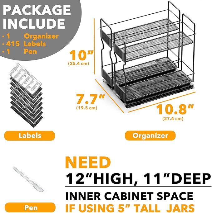 SpaceAid Pull Out Spice Rack Organizer - Image 6
