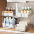 Fabspace Pull-out Home Organizer, 2 Pack 2 Tier Clear Bathroom Organizer by Fabspace