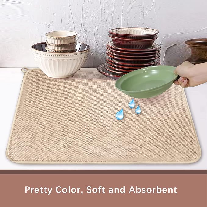 Dish Drying Mats for Kitchen Counter, 2 Pack Dish Drying Pads Dish Rack Mat - Image 4