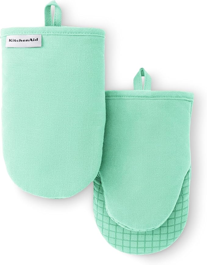 KITCHENAID Gourmet Series Gridlines Mini Oven Mitts 2-Pack Set, Heat Resistant by KitchenAid