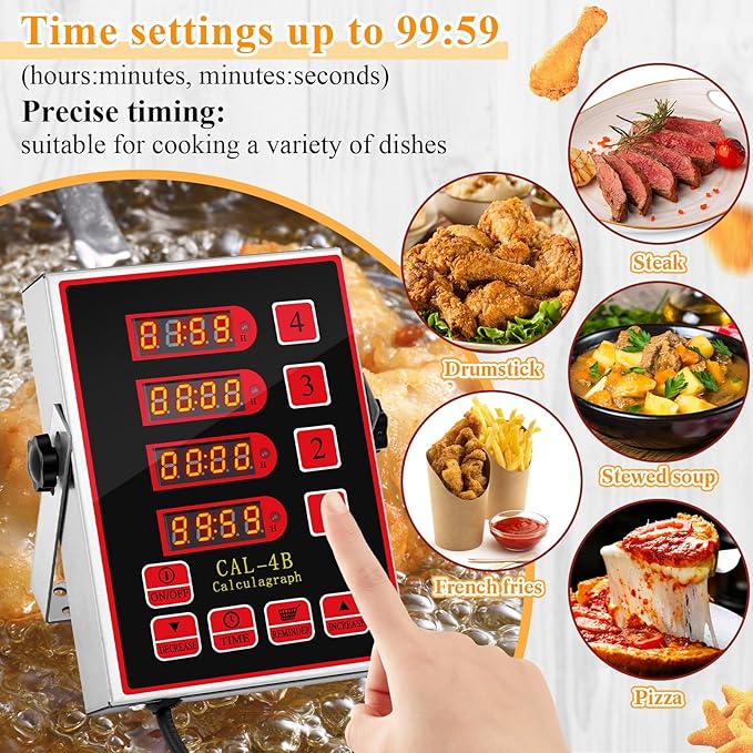 Relaxweex 1 Pack Commercial 4 Channel Digital Kitchen Timer, Wall Mount or - Image 2