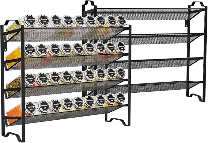 Simple Trending 2 Pack 4 Tier Spice Rack Organizer, Stackable Kitchen Counter by SimpleTrending
