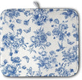Dish Drying Mat for Kitchen Counter Blue and White Floral Drying Mats by Kwlegh