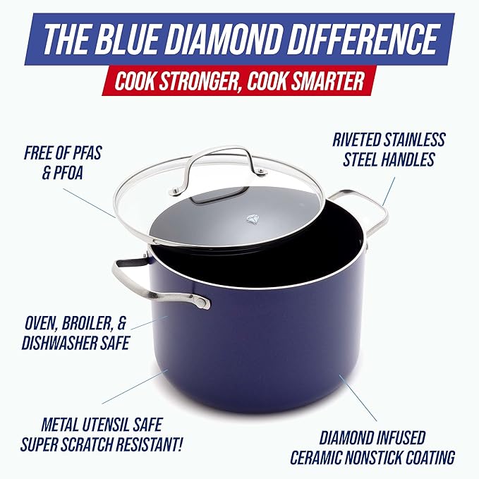 Blue Diamond 8QT Nonstick Stockpot - Image 3