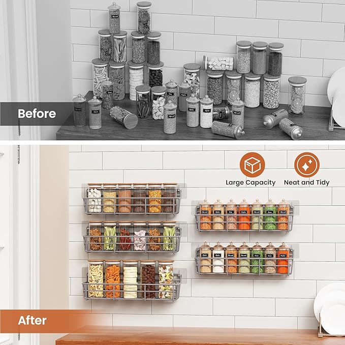 Mystozer 5 Pack Spice Rack Seasoning Organizer Wall Mount, Spice Storage Spice - Image 5