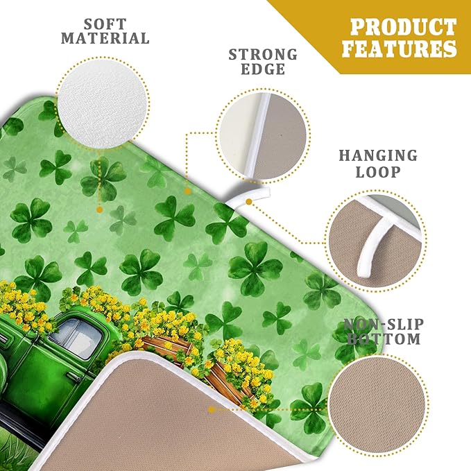 Holiday Truck Drying Dish Mat Green Lovely Clovers Decoration Cloth Dish Drain - Image 4