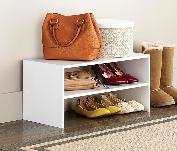 Whitmor Wood Stackable 2-Shelf Shoe Rack, 24 inches，2 Pack - Image 2