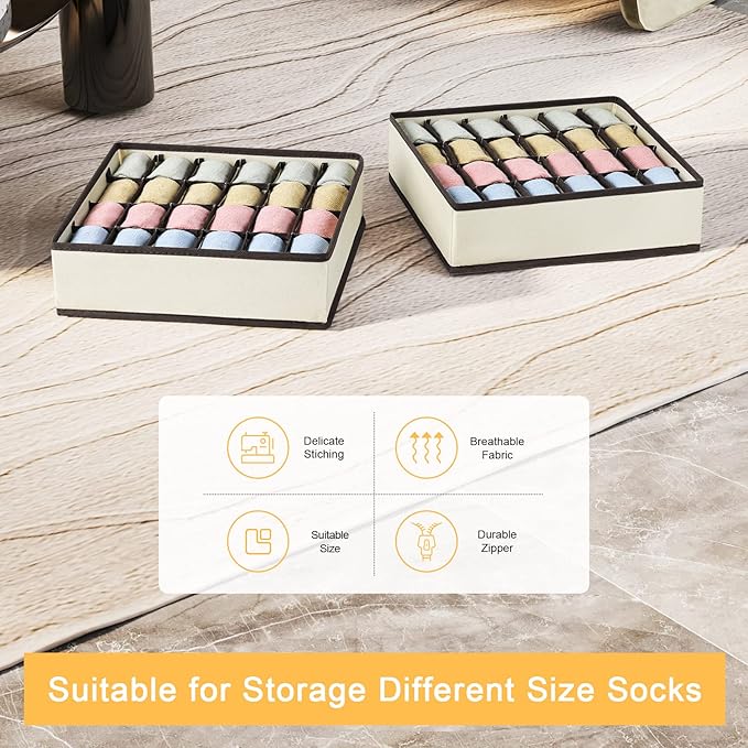 Joyoldelf Drawer Organizer 2 Packs, 24 Cell Collapsible Closet Cabinet Storage - Image 7