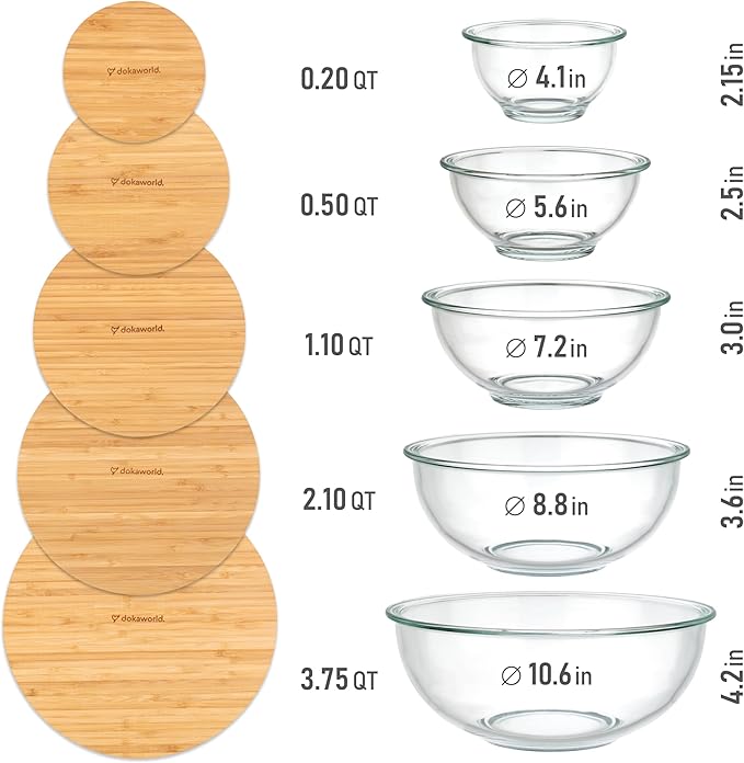 Stackable Space-Saving Set of 5 Nesting Glass Bowls - Image 2