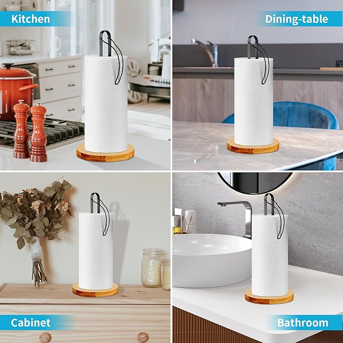 Wood Paper Towel Holder Countertop, TONLEA Kitchen Paper Towel Holder - Image 6