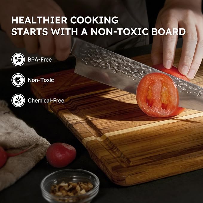 4 Pack Teak Wood Cutting Board Set - Image 7