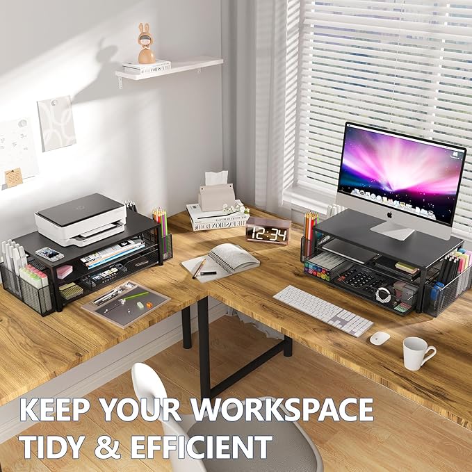 OPNICE Desk Organizer and Accessories, 2-Tier Computer Monitor Stand Riser - Image 8