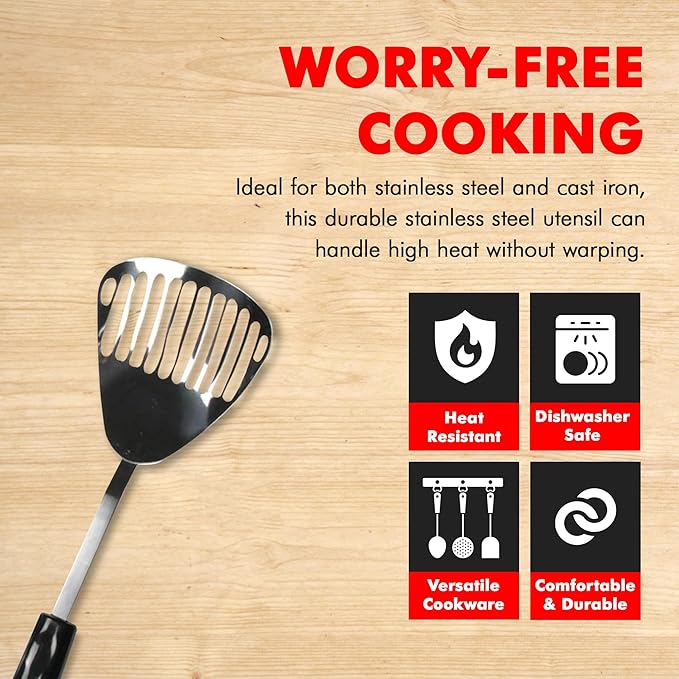 Chef Craft Select Slotted Sturdy Skimmer, 13 inch, Stainless Steel - Image 2