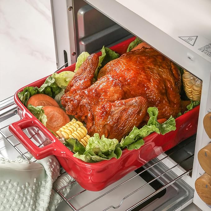 VICRAYS Ceramic Bakeware Set, Porcelain Rectangular Baking Dish, Baking Pan - Image 3
