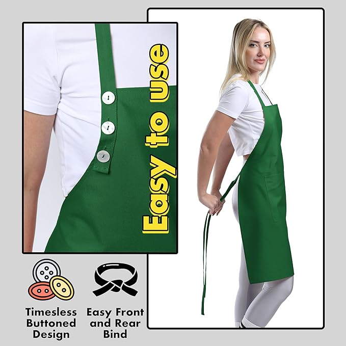 TOSHE Kitchen Apron Waterdrop Resistant Cotton Apron - Image 6
