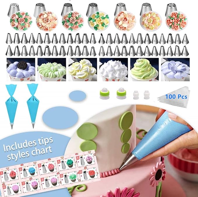 Cake Decorating Supplies, Cake Rotating Turntable, 48 Piping Icing Tips - Image 3