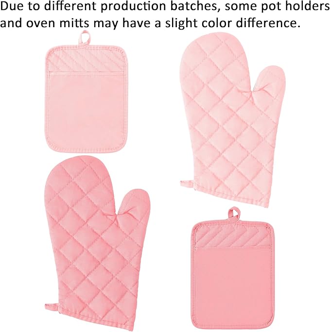 GROBRO7 6Pcs Cotton Oven Mitts and Pot Holders Set Heat Resistant Hot Pads - Image 7