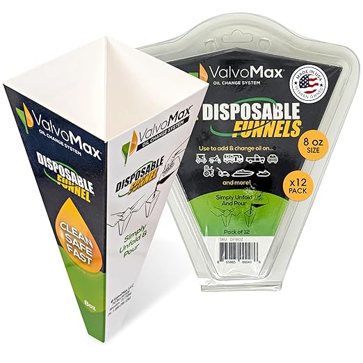 ValvoMax Disposable Funnels, Automotive Fluids, and Household Liquids by ValvoMax