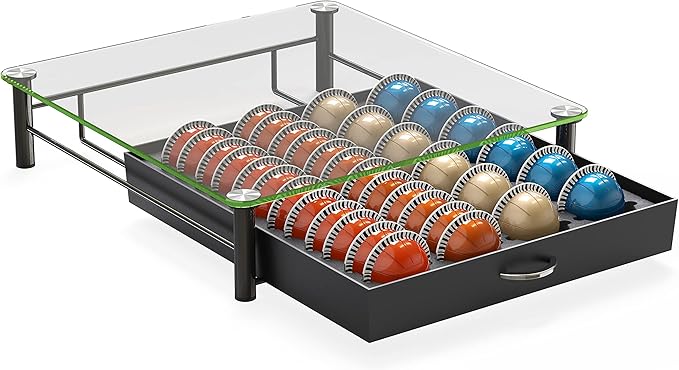 DecoBrothers Crystal Tempered Glass Vertuo Pod Holder Drawer, 24 Large or 48 - Image 7
