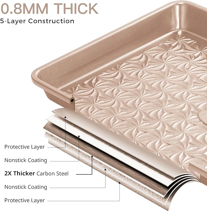 HONGBAKE Nonstick Baking Sheet Pan Set of 3, Cookie Sheets - Image 7