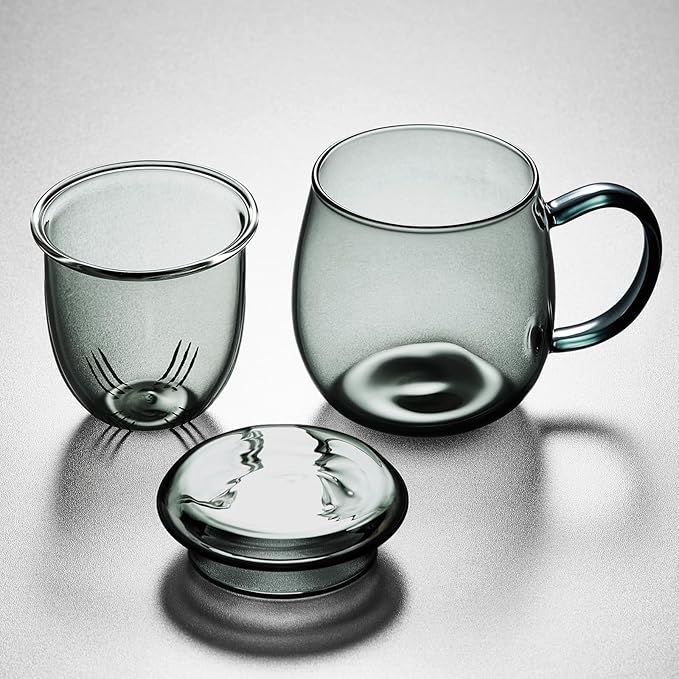 Glass Tea Cup with Infuser and Lid, 17.6oz/520ml Large Borosilicate Teacup - Image 6
