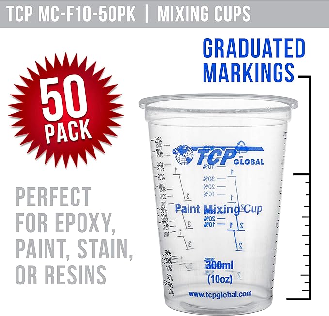 TCP Global 10 oz. Graduated Plastic Mixing Cups - Image 2