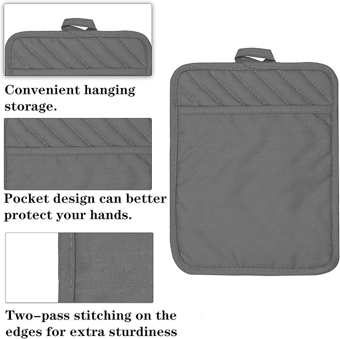 Oven Pot Holder with Pocket Cotton Heat Resistant Coaster Potholder Kitchen Hot - Image 3