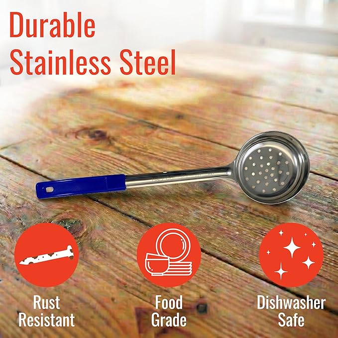 8 Ounce Slotted Stainless Steel Portion Control Ladle Spoon - Image 4