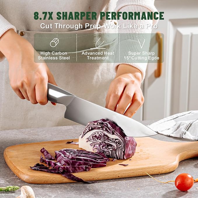 Knife Set, EWFEN 14-Piece Kitchen Knife Set - Image 4