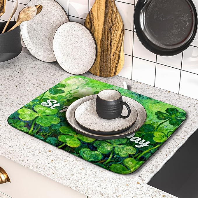 St Patricks Day Lucky Clover Dish Drying Mat - Image 5