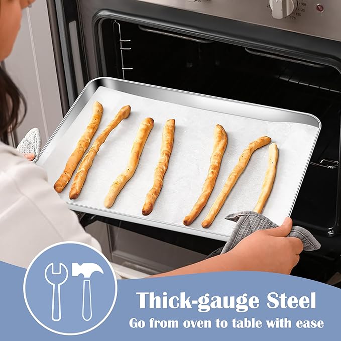 E-far Stainless Steel Baking Sheet, 12.4” x9.7” Baking Cookie Sheet Pan - Image 6