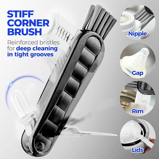 Holikme 6 Pack Bottle Brush Set, 3 Straw Brushes, 3-in-1 Bottle Cleaning Brush - Image 3
