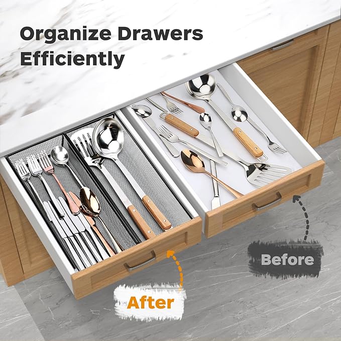 Smgmg Silverware Drawer Organizer, 2 Pack 14.7" X 6.1" X 2" Utensil Organizer - Image 4