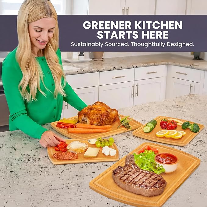 Glue-Free Surface™ 2XL Extra Large Bamboo Cutting Board Set of 4 – Small - Image 5