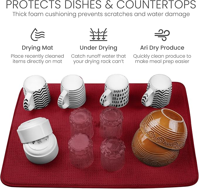 Bellemain XL Dish Mat 24" x 17" Microfiber Dish Drying Mat, Super absorbent - Image 5