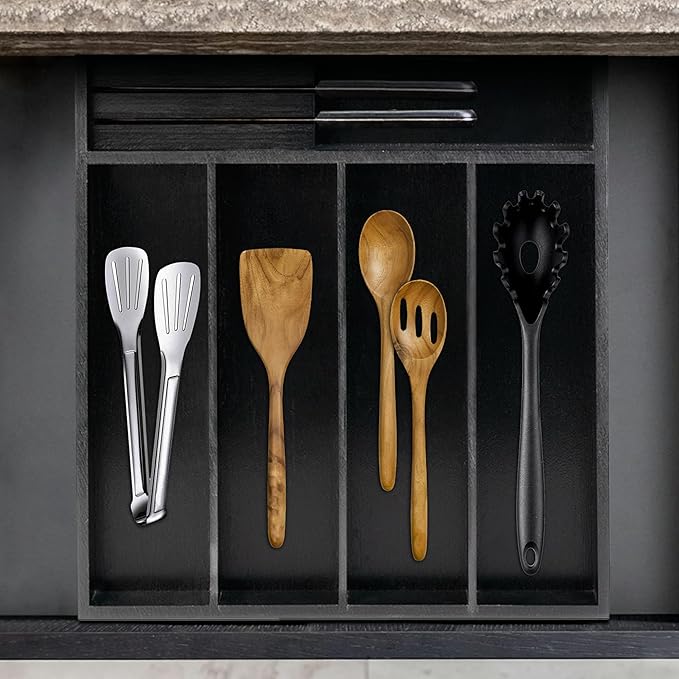 VaeFae Bamboo Silverware Organizer, Utensil Holder - Image 5