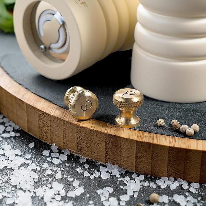 BILL.F Salt and Pepper Grinder Wooden Pepper Mill Grinder White Salt Pepper - Image 7