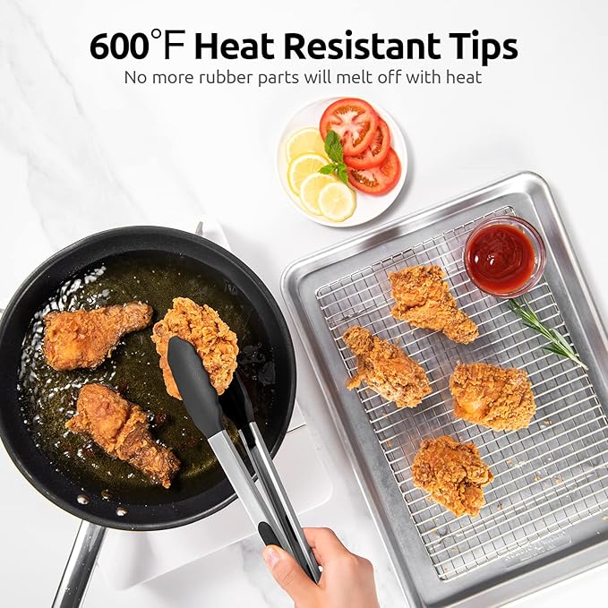600ºF Heat Resistant Kitchen Tongs: U-Taste 12 inch Large Silicone Cooking Tong - Image 3