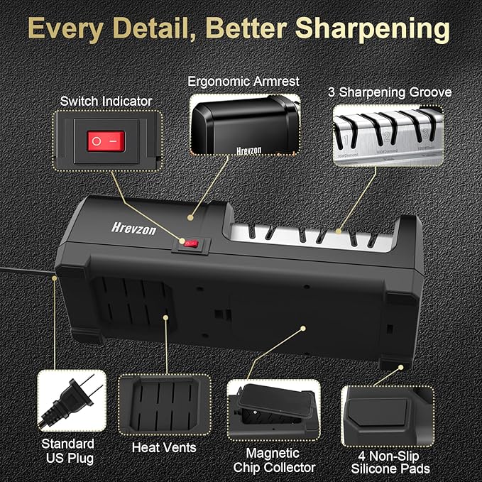 Knife Sharpener Electric for Kitchen Knives, - Image 4