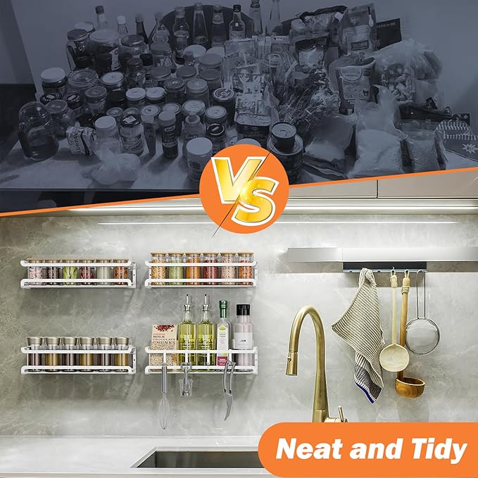 Bunoxea Spice Rack wall mounted 4 Pack, Space-Saving Spice Organizer - Image 5