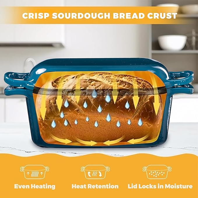 4.6 Quart Dutch Oven for Sourdough Bread Baking, Combo Oval Enameled Cast Iron - Image 3
