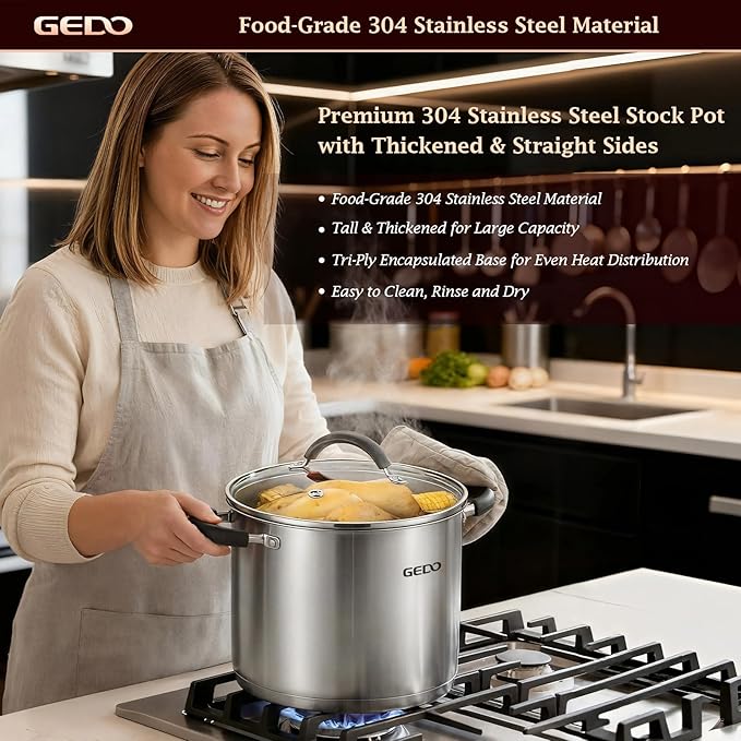 GEDO Food-Grade 304 Stainless Steel Stock Pot, Thickened Cooking Pot - Image 2