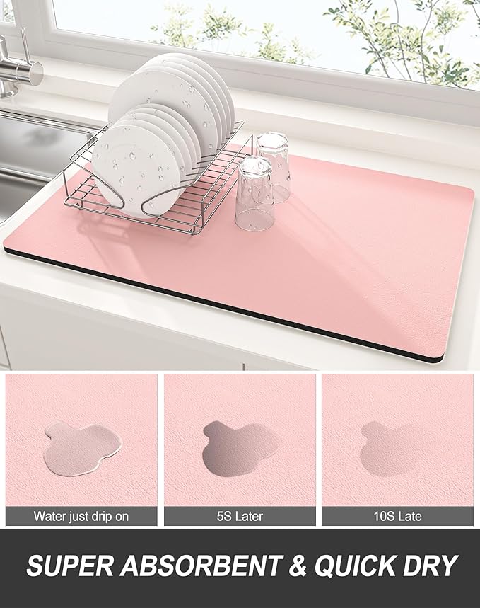 Rnivvi Dish Drying Mat for Kitchen Counter, 12 x 19" Super Absorbent Drainer - Image 3