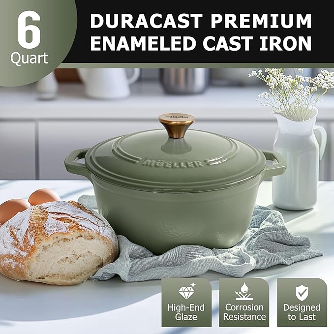 MUELLER HOME 6 Quart Enameled Cast Iron Dutch Oven - Image 2